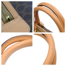 画像をギャラリービューアに読み込む, CELINE セリーヌ マカダム柄 2way ハンドバッグ ショルダーバッグ M11 ロゴ ゴールド金具 カバン 鞄 ブラウン 美品 中古 42514