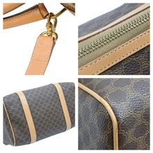 画像をギャラリービューアに読み込む, CELINE セリーヌ マカダム柄 2way ハンドバッグ ショルダーバッグ M11 ロゴ ゴールド金具 カバン 鞄 ブラウン 美品 中古 42514