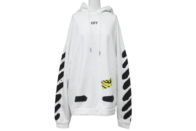 OFF WHITE オフホワイト パーカー トレーナー ホワイト バックプリント スプレー Mirror 2017 サイズL 中古 42708