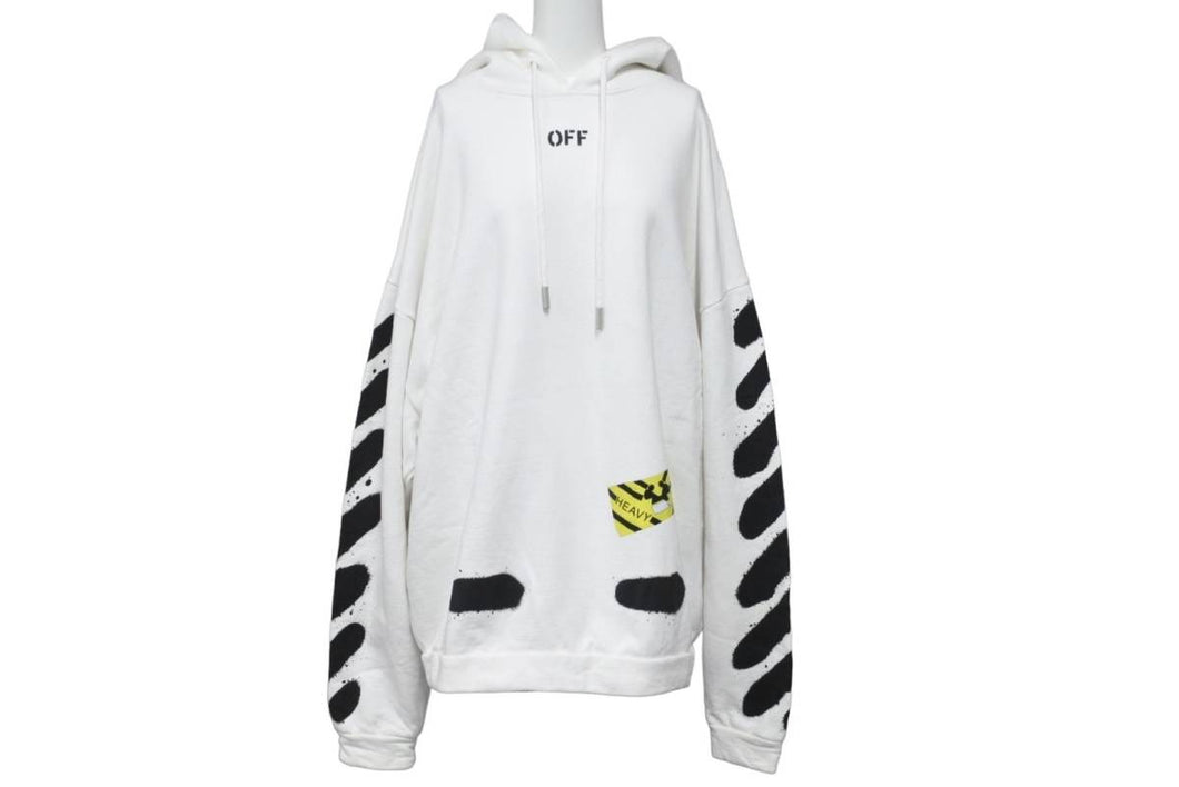 OFF WHITE オフホワイト パーカー トレーナー ホワイト バックプリント スプレー Mirror 2017 サイズL 中古 42708