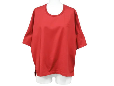 新品同様 Loewe ロエベ オーバーサイズ カットソー ショート Tシャツ トップス 1721182 レッド アナグラム サイズXS 中古 43289