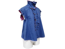 Load image into Gallery viewer, CHANEL シャネル ノースリーブ シャツ トップス ココマークボタン P30031V20257 コットン ブルー ピンク サイズ34 美品 中古 43397