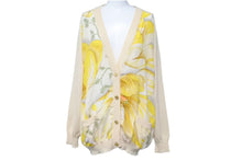 Load image into Gallery viewer, Salvatore Ferragamo サルヴァトーレフェラガモ カーディガン フラワー シルク ベージュ イエロー ゴールド S 美品 中古 43430