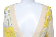 Load image into Gallery viewer, Salvatore Ferragamo サルヴァトーレフェラガモ カーディガン フラワー シルク ベージュ イエロー ゴールド S 美品 中古 43430