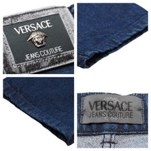 画像をギャラリービューアに読み込む, VERSACE ヴェルサーチ デニムパンツ ジーンズ ボトムス メデューサボタン デニム ネイビー 美品 中古 43431