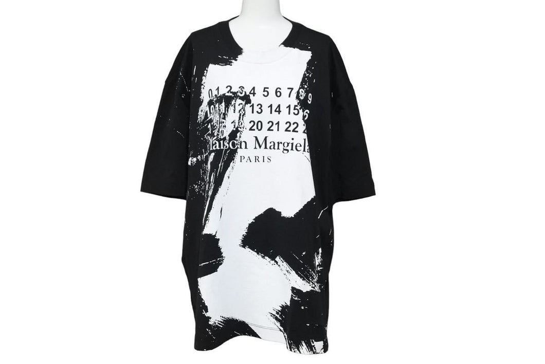 MAISON MARGIELA メゾンマルジェラ ロゴペイント 半袖Ｔシャツ ブラック ホワイト S29GC0282 S22816 サイズS 美品 中古 43815