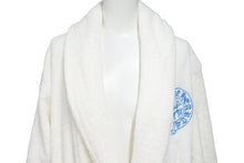 画像をギャラリービューアに読み込む, Chrome Hearts クロムハーツ バスローブ ルームウェア ホースシュー ホワイト ブルー コットン サイズM 美品 中古 43839
