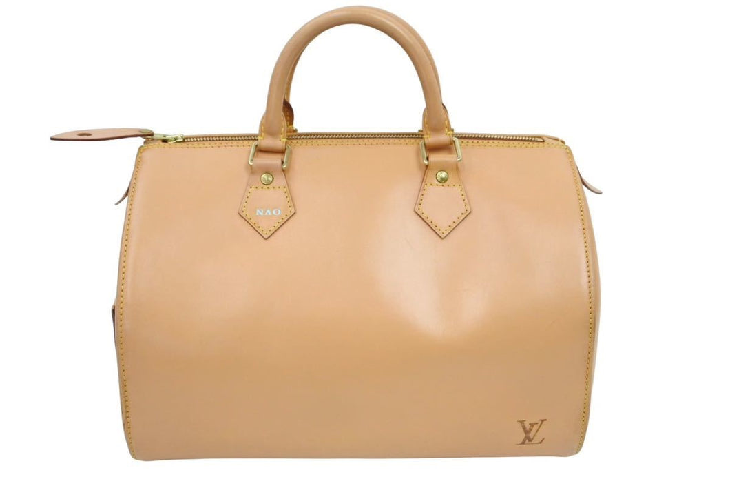 LOUIS VUITTON ルイヴィトン ハンドバッグ スピーディ30 ノマド M85392 ベージュ イニシャル入り 美品 中古 43894