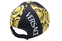 画像をギャラリービューアに読み込む, VERSACE ヴェルサーチ バロッコプリント メデューサ キャップ ブラック ゴールド ロゴ 帽子 サイズ59 美品 中古 44310