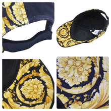 画像をギャラリービューアに読み込む, VERSACE ヴェルサーチ バロッコプリント メデューサ キャップ ブラック ゴールド ロゴ 帽子 サイズ59 美品 中古 44310