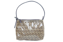 画像をギャラリービューアに読み込む, FENDI フェンディ ミニワンショルダーバッグ ハンドバッグ ズッカ柄 コーティングキャンバス ベージュ ブラウン 美品 中古 44358