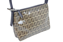 画像をギャラリービューアに読み込む, FENDI フェンディ ミニワンショルダーバッグ ハンドバッグ ズッカ柄 コーティングキャンバス ベージュ ブラウン 美品 中古 44358