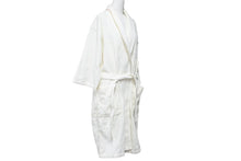 Load image into Gallery viewer, YVES SAINT LAURENT イヴ サンローラン バスローブ ガウン ルームウェア ロゴ刺繍 タオル地 ホワイト サイズM 美品 中古 44528