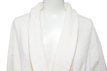 Load image into Gallery viewer, YVES SAINT LAURENT イヴ サンローラン バスローブ ガウン ルームウェア ロゴ刺繍 タオル地 ホワイト サイズM 美品 中古 44528