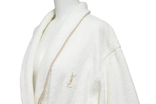 Load image into Gallery viewer, YVES SAINT LAURENT イヴ サンローラン バスローブ ガウン ルームウェア ロゴ刺繍 タオル地 ホワイト サイズM 美品 中古 44528