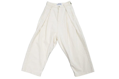 LOEWE ロエベ デニムパンツ ボトムス オーバーサイズ S359331XAY コットン レザー ホワイト サイズ32 美品 中古 44613