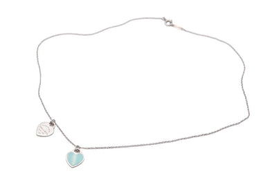 Tiffany ティファニー リターントゥ ティファニー ダブルハートタグ ネックレス 2.5g シルバー925 シルバー ブルー 美品 中古 44725