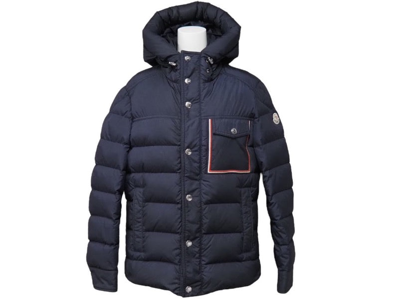 MONCLER モンクレール PREVOT プレヴォ ダウンブルゾン ダウンジャケット トリコロール ポリアミド ネイビー 0 美品 中古 44790