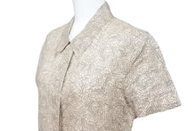 画像をギャラリービューアに読み込む, CHANEL シャネル 総柄シャツ ワンピース P12917V07194 99P ベージュ ブラック ラミー サイズ36 美品 中古 45299