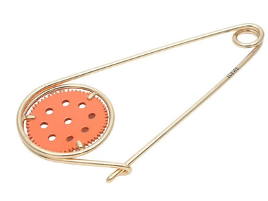 極美品 LOEWE ロエベ メカノピン アクセサリー メンズ レディース オレンジ×ゴールド系 美品 中古 45504