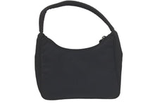 画像をギャラリービューアに読み込む, PRADA プラダ MV515 ホーボー ハンドバッグ ミニバッグ 三角ロゴ金具 プレート ナイロン ブラック レディース 美品 中古 46252