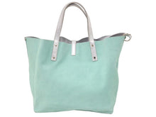 画像をギャラリービューアに読み込む, Tiffany ティファニー ハンドバッグ レザー×スエード シルバー×グリーン リバーシブル ポーチ付き 美品 中古 46495