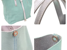 画像をギャラリービューアに読み込む, Tiffany ティファニー ハンドバッグ レザー×スエード シルバー×グリーン リバーシブル ポーチ付き 美品 中古 46495