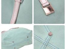 画像をギャラリービューアに読み込む, Tiffany ティファニー ハンドバッグ レザー×スエード シルバー×グリーン リバーシブル ポーチ付き 美品 中古 46495