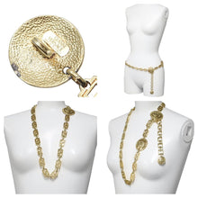 画像をギャラリービューアに読み込む, Gianni Versace ジャンニ ヴェルサーチ コインモチーフ メデューサ チェーンベルト GP ゴールド 22.5g 美品 中古 46939