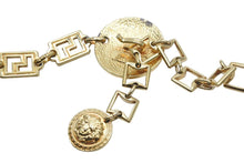 画像をギャラリービューアに読み込む, Gianni Versace ジャンニ ヴェルサーチ コインモチーフ メデューサ チェーンベルト GP ゴールド 22.5g 美品 中古 46939