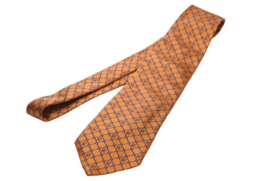 LOEWE ロエベ ドット ロゴ総柄 ネクタイ オレンジ系 ブルーライン ITALY イタリア SILK USED オールド 中古 47470