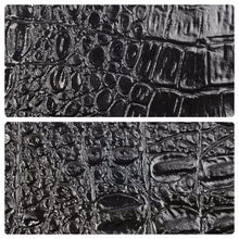 画像をギャラリービューアに読み込む, VERSACE ヴェルサーチ クラッチバッグ ポーチ クロコ柄 がま口 レザー ブラック シルバー金具 レディース 保存袋有 良品 中古 47891