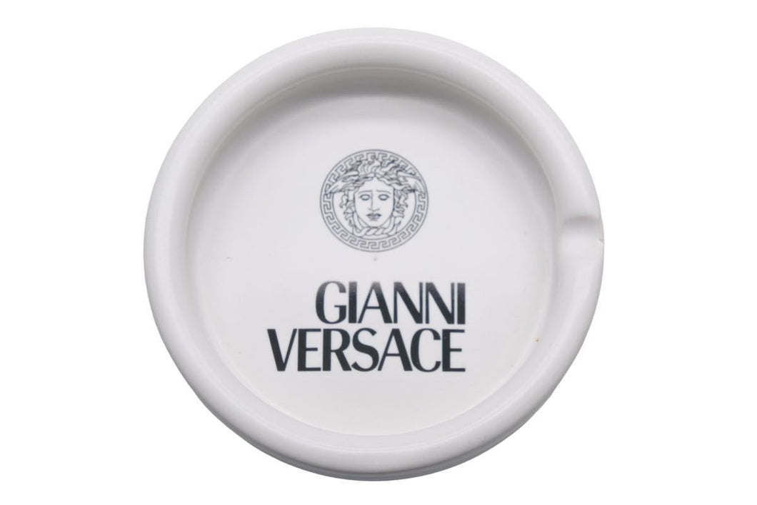 GIANNI VERSACE ヴェルサーチ アッシュトレイ 灰皿 限定 非売品 メデューサロゴ ホワイト ブラック 美品 中古 47960
