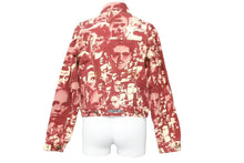 画像をギャラリービューアに読み込む, Jean Paul Gaultier ジャンポール・ゴルチェ フェイスプリントデニムジャケット ボルドー ホワイト サイズ42 美品 中古 48105