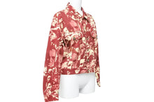 画像をギャラリービューアに読み込む, Jean Paul Gaultier ジャンポール・ゴルチェ フェイスプリントデニムジャケット ボルドー ホワイト サイズ42 美品 中古 48105