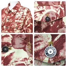 画像をギャラリービューアに読み込む, Jean Paul Gaultier ジャンポール・ゴルチェ フェイスプリントデニムジャケット ボルドー ホワイト サイズ42 美品 中古 48105