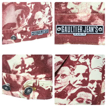 画像をギャラリービューアに読み込む, Jean Paul Gaultier ジャンポール・ゴルチェ フェイスプリントデニムジャケット ボルドー ホワイト サイズ42 美品 中古 48105
