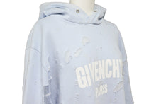 画像をギャラリービューアに読み込む, Givenchy ジバンシー デストロイ クラッシュ ロゴ パーカー 水色 ブルー ダメージ トップス BM703A3Y0S サイズM 中古 48177