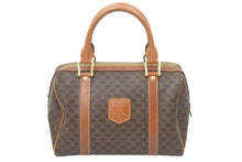 画像をギャラリービューアに読み込む, CELINE セリーヌ ハンドバッグ ヴィンテージ マカダムミニボストン 25㎝ バック ブラウン DM97/2 中古 48268