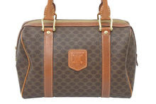 画像をギャラリービューアに読み込む, CELINE セリーヌ ハンドバッグ ヴィンテージ マカダムミニボストン 25㎝ バック ブラウン DM97/2 中古 48268