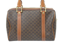 画像をギャラリービューアに読み込む, CELINE セリーヌ ハンドバッグ ヴィンテージ マカダムミニボストン 25㎝ バック ブラウン DM97/2 中古 48268