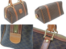 画像をギャラリービューアに読み込む, CELINE セリーヌ ハンドバッグ ヴィンテージ マカダムミニボストン 25㎝ バック ブラウン DM97/2 中古 48268