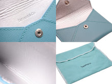 画像をギャラリービューアに読み込む, 極美品 TIFFANY&amp;Co. ティファニー カードケース ティファニーブルー 名刺入れ 小物 シルバー金具 ロゴ レザー 中古 48391