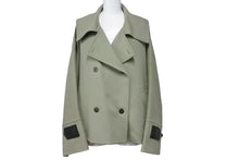 画像をギャラリービューアに読み込む, LOEWE ロエベ ダブル ショート ジャケット 21SS レディース S359338XAV ウール カシミヤ グリーン ブラック 34 美品 中古 48451