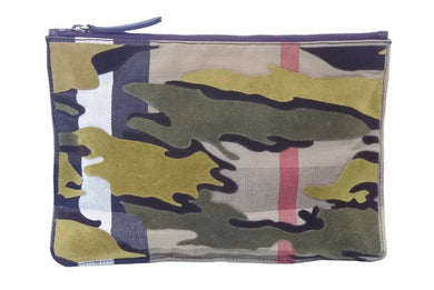 BURBERRY バーバリー クラッチバッグ バーバリーチェック 迷彩柄 ブラウン コットン ITCF&10SCA 良品 中古49057