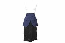 画像をギャラリービューアに読み込む, 極美品 MAISON MARGIELA メゾンマルジェラ 変形エプロン スカート S51MA0365 ネイビー ブラック サイズ38 中古 49133