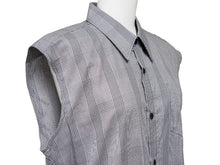 画像をギャラリービューアに読み込む, Dries Van Noten ドリスヴァンノッテン ノースリーブシャツ チェックシャツ トップス コットン グレー ブラック 46 美品 中古 49135