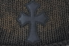 画像をギャラリービューアに読み込む, CHROME HEARTS クロムハーツ クロスパッチ ニットキャップ ブラウン ビーニー 帽子 レザー 美品 中古 49402