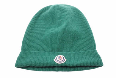 MONCLER モンクレール ニットキャップ グリーン ロゴ 帽子 ウール 緑 B20910023099 999C1 美品 中古 49436