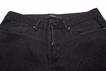 画像をギャラリービューアに読み込む, Givenchy ジバンシー デニムパンツ クロス 模様 ペイント チュニジア製 コットン レザー ブラック サイズ31 美品 中古 49585